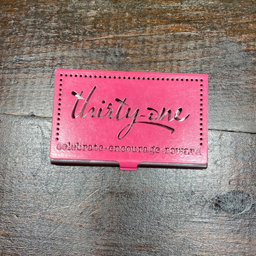 Thirty-One Business Card‎ Holder Hot Pink Metal